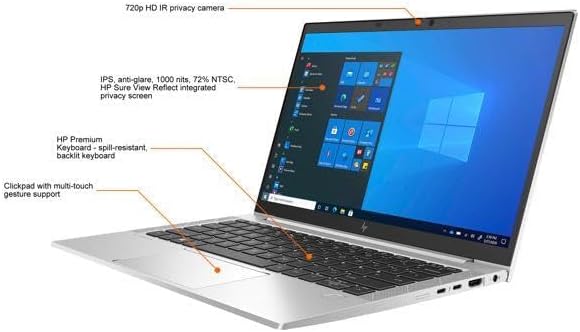 HP (Renewed) EliteBook 840 G8 Laptop, 11th Gen Intel Core i7-1185G7 3.0GHz, 14 Inch, 16GB RAM, 512GB SSD, Windows 11 Pro, Fingerprint