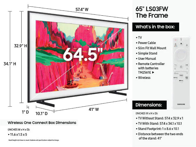 Samsung 65 Inch The Frame Pro LS03F 144Hz 4K Vision AI Smart TV Front View UAE