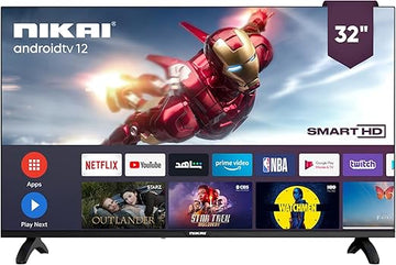 Nikai 32 Inch Smart LED TV | HD 1366 x 768 Resolution | Android TV with Wi-Fi & DLNA | Quad-Core Processor | 16W Speaker Power | 2x HDMI, 2x USB | Netflix, YouTube,