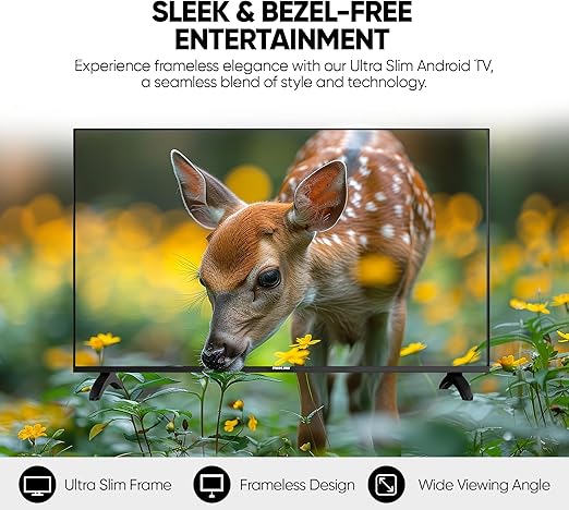 Nikai 32 Inch Smart LED TV | HD 1366 x 768 Resolution | Android TV with Wi-Fi & DLNA | Quad-Core Processor | 16W Speaker Power | 2x HDMI, 2x USB | Netflix, YouTube,
