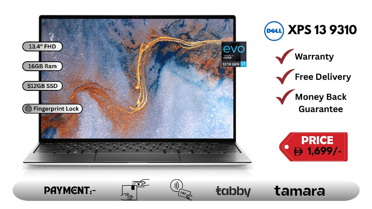 Dell XPS 13 9310 – 13.4" FHD, Intel Core i7 (11th Gen), 16GB RAM, 512GB SSD