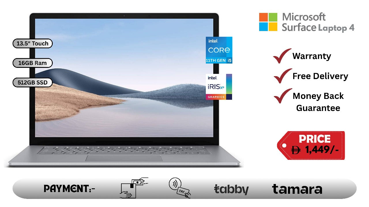 Microsoft Surface Laptop 4 13.5 Inch i5 16GB 512GB Silver UAE – Front View
