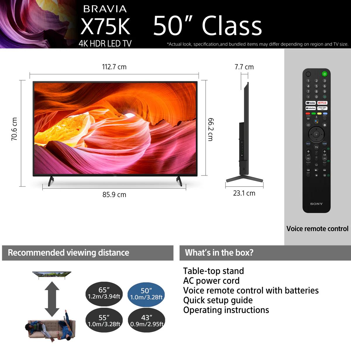Sony 50 Inch X75K 4K UHD Google TV – KD-50X75K